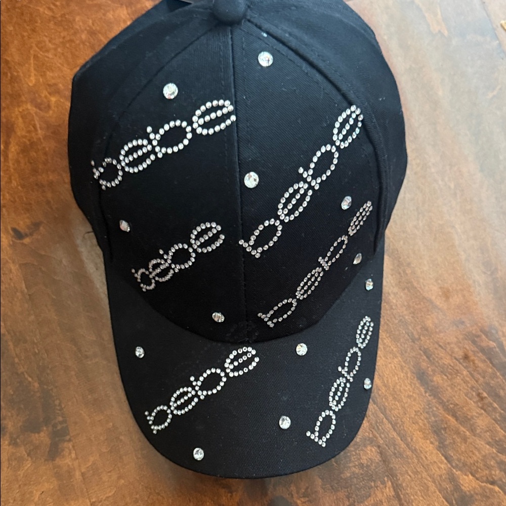 Bebe Sparkling Black Rhinestone Hat